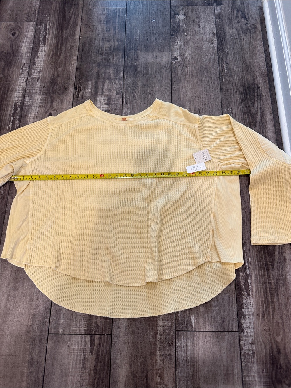 Free People One Lightweight Waffle-Knit Pullover  - Pale Yellow OVERSIZED